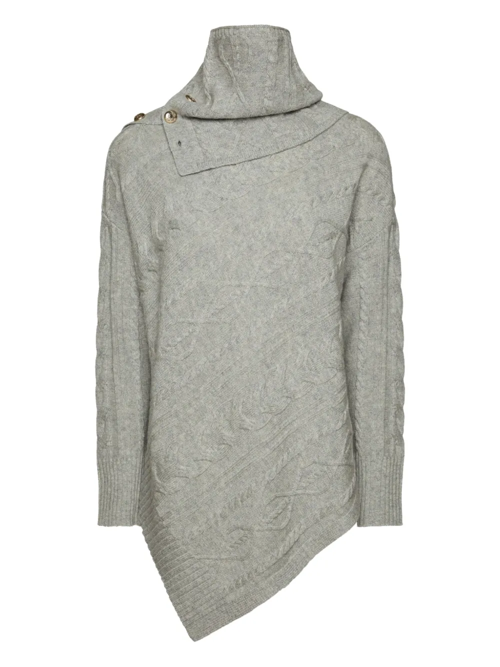 Elena Miro' Button Cable-knit Sweater In Gray