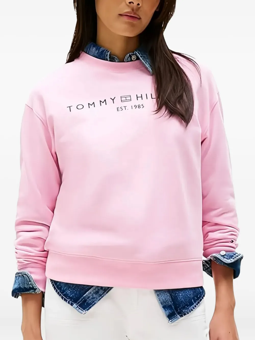 Tommy Hilfiger Sweater met geborduurd logo Roze