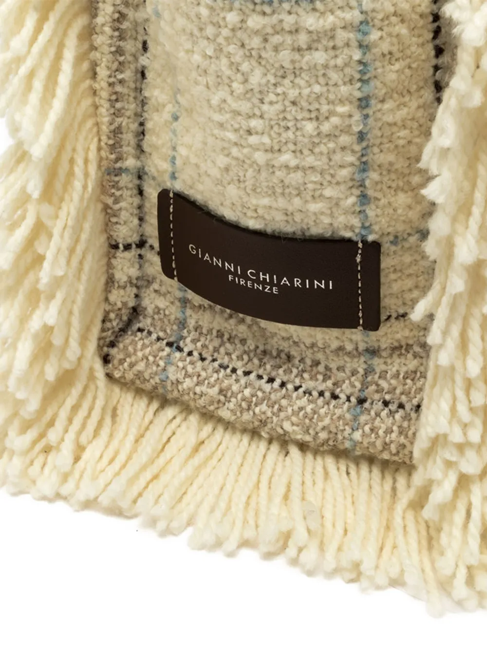 GIANNI CHIARINI Marcella fringed checked tote bag Beige