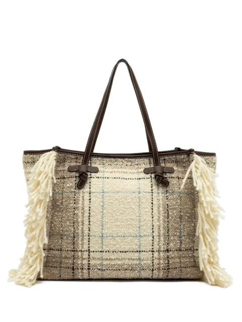 GIANNI CHIARINI Marcella fringed checked tote bag