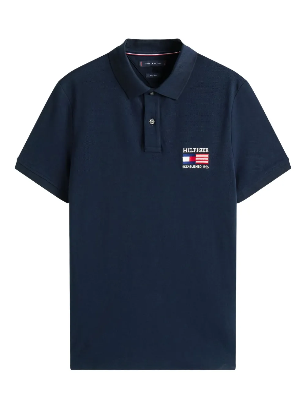 Tommy Hilfiger logo-flag cotton-blend polo shirt | Blue | Image 1