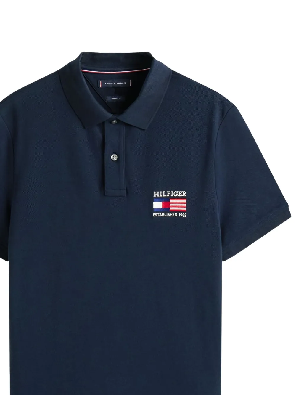 Tommy Hilfiger logo-flag cotton-blend polo shirt - Blauw