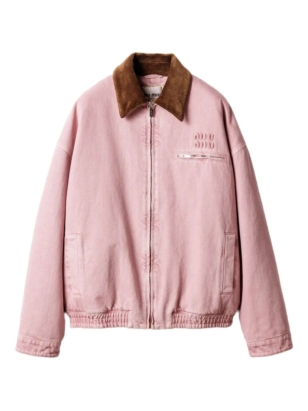 Miu Miu Padded Corduroy-collar Blouson In Pink