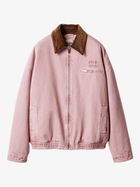 Miu Miu 코듀로이 칼라 패딩 블루종 재킷