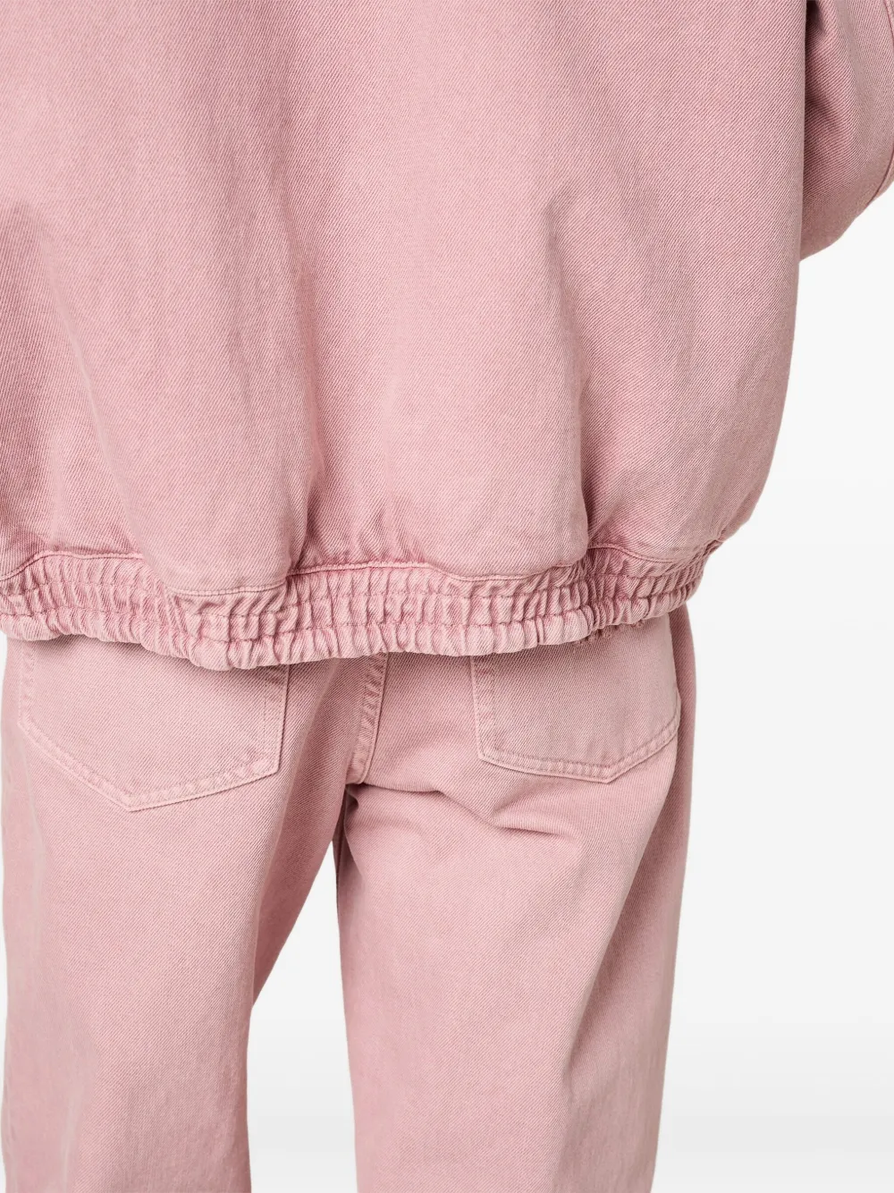 Miu Gewatteerde blouse met ribfluwelen kraag Roze