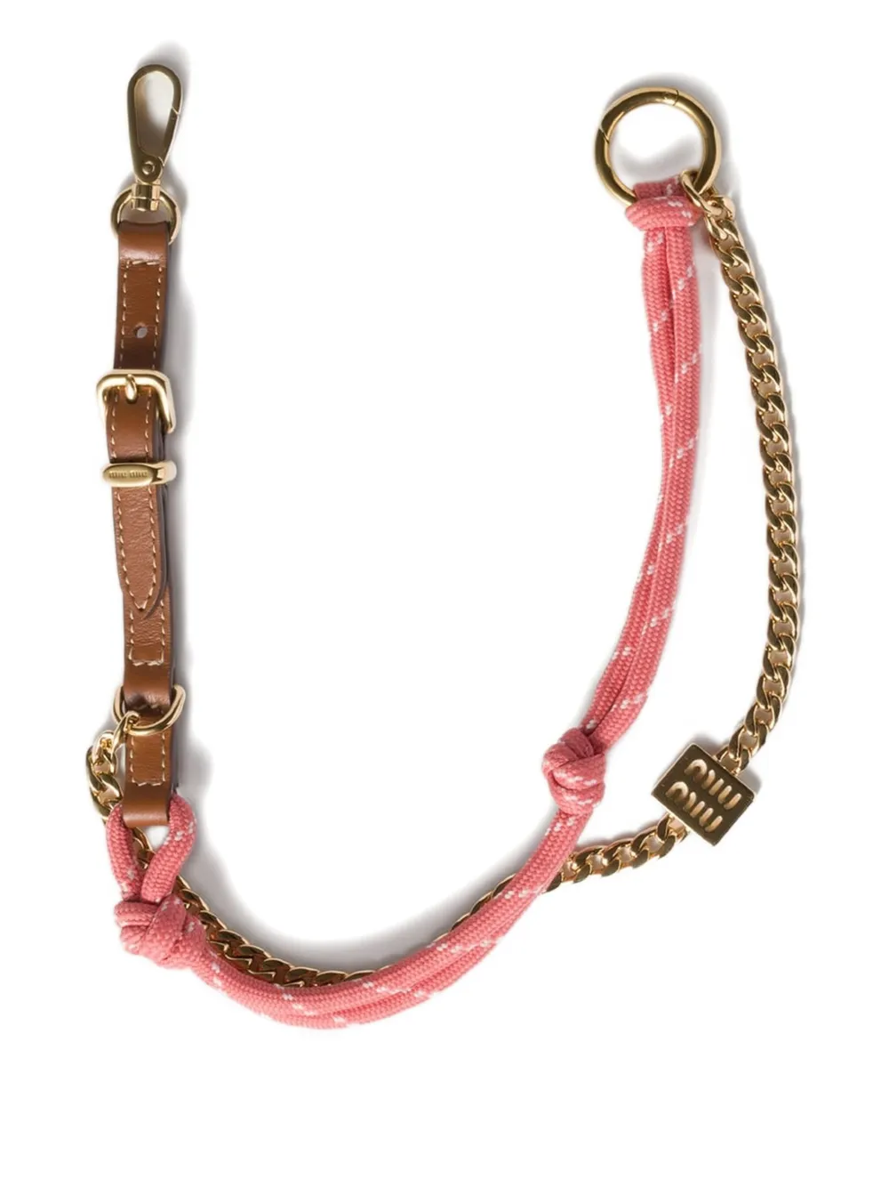 Miu Miu Knotted Chain Keyring In Brown