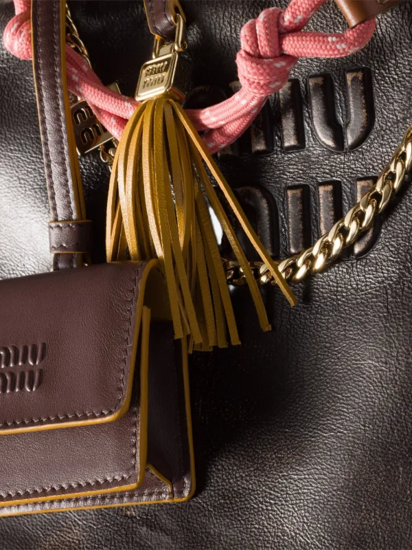 Miu Miu leather, Cord And Metal Trick Keyring | Brown | FARFETCH BG