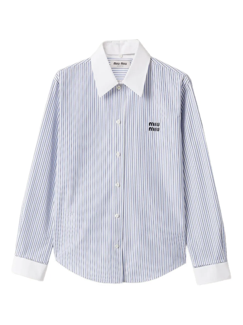 Miu striped logo-embroidered shirt Blauw