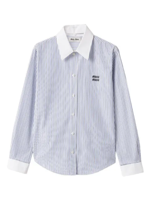 Miu Miu striped logo-embroidered shirt