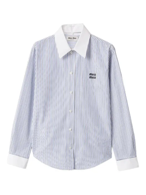 Chemise rayée à logo brodé - Miu Miu - Modalova