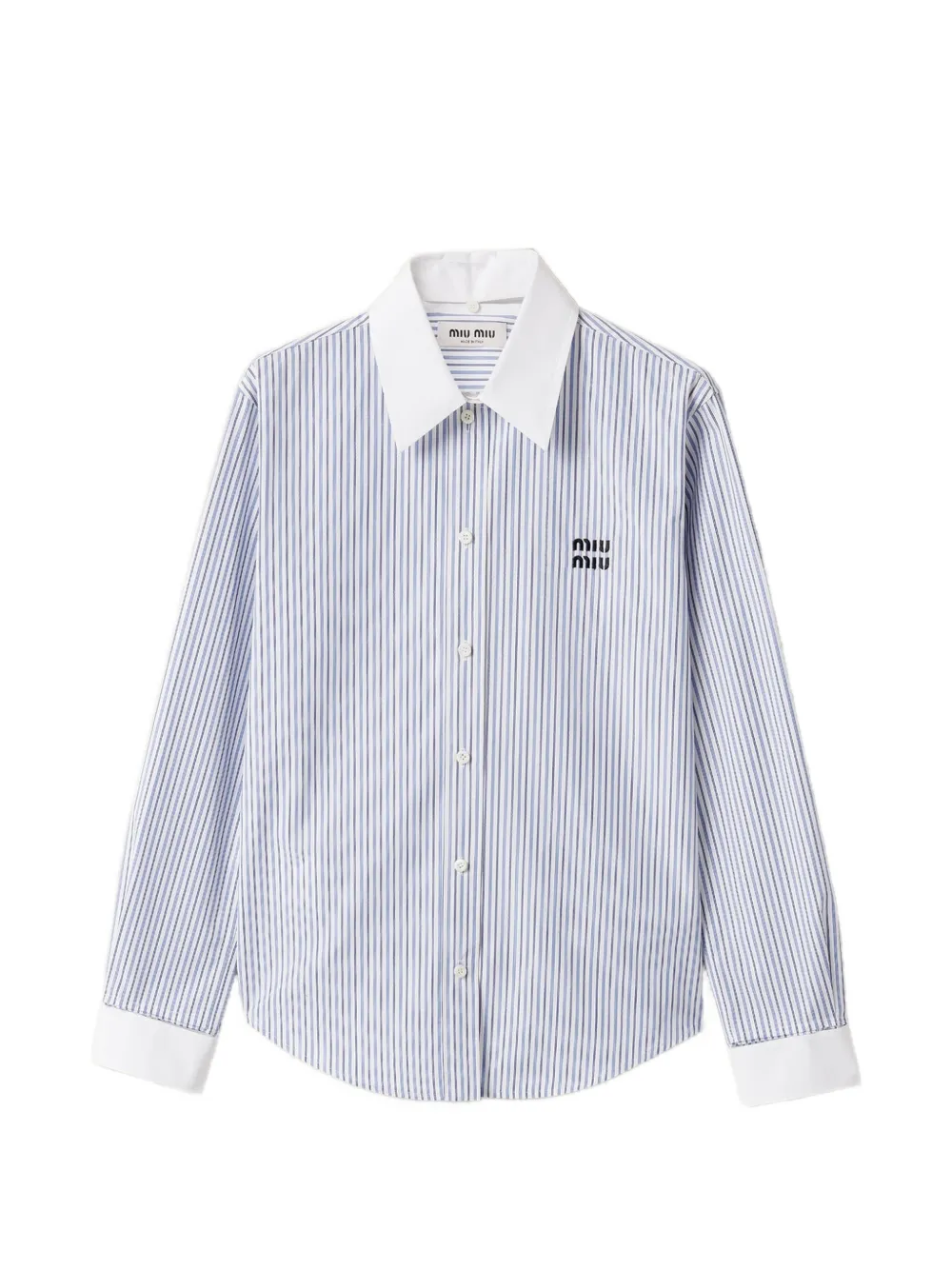 Miu Miu striped logo-embroidered shirt - Blau