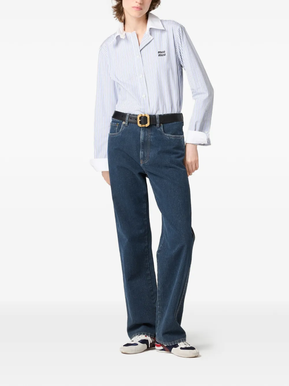 Miu Overhemd met geborduurd logo Blauw