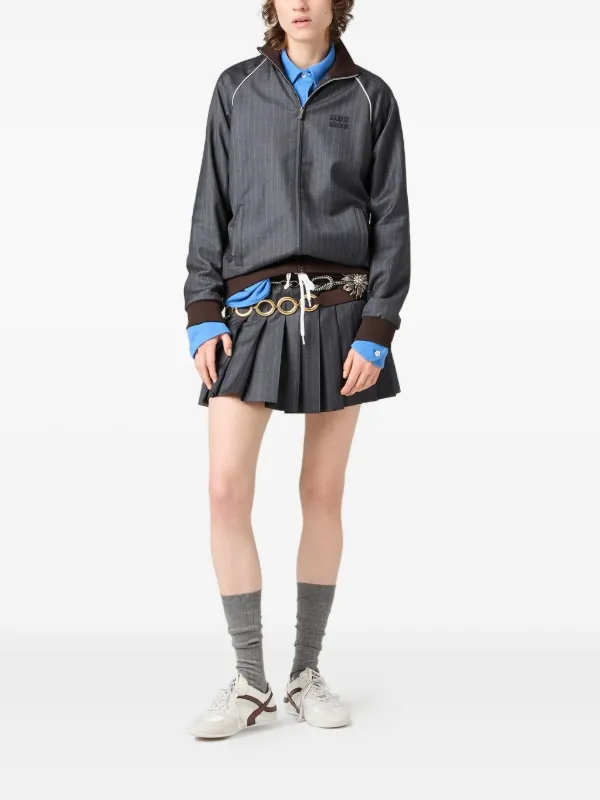 ◆完売必至◆【MiuMiu】ピンストライプ ジャケット Miu Miu ピンストライプ ジャケット | グレー | FARFETCH JP