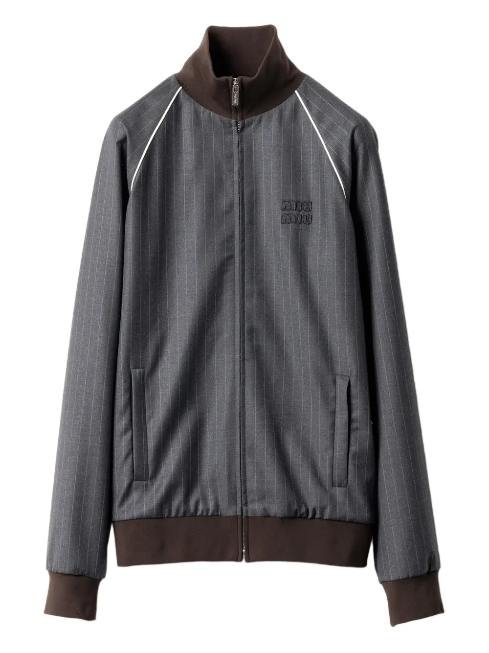 Miu Miu Pinstripe Jacket In Blue