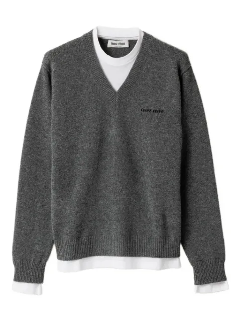 Miu Miu intarsia-logo V-neck sweater