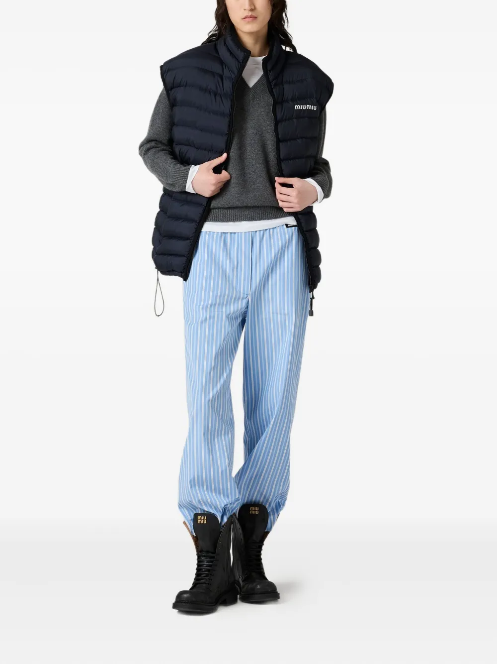 Miu Miu intarsia-logo V-neck sweater | Knitted Sweaters | Image 2