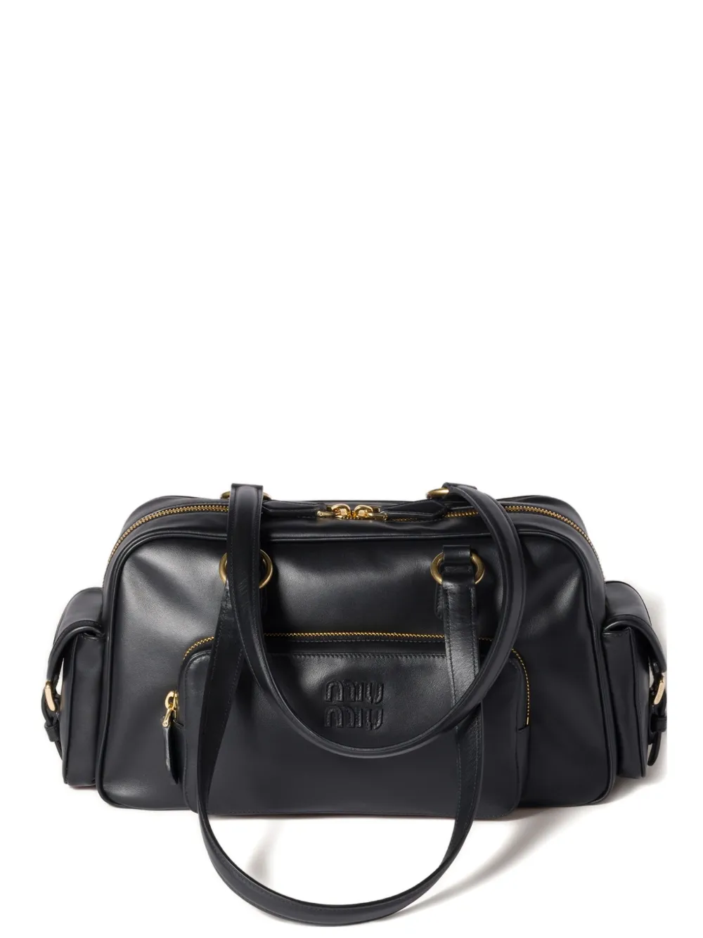 Miu Pocket embossed-logo bag Zwart