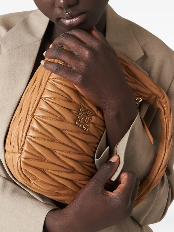 Miu Miu Wander Matelassé Shoulder Bag | Brown | FARFETCH