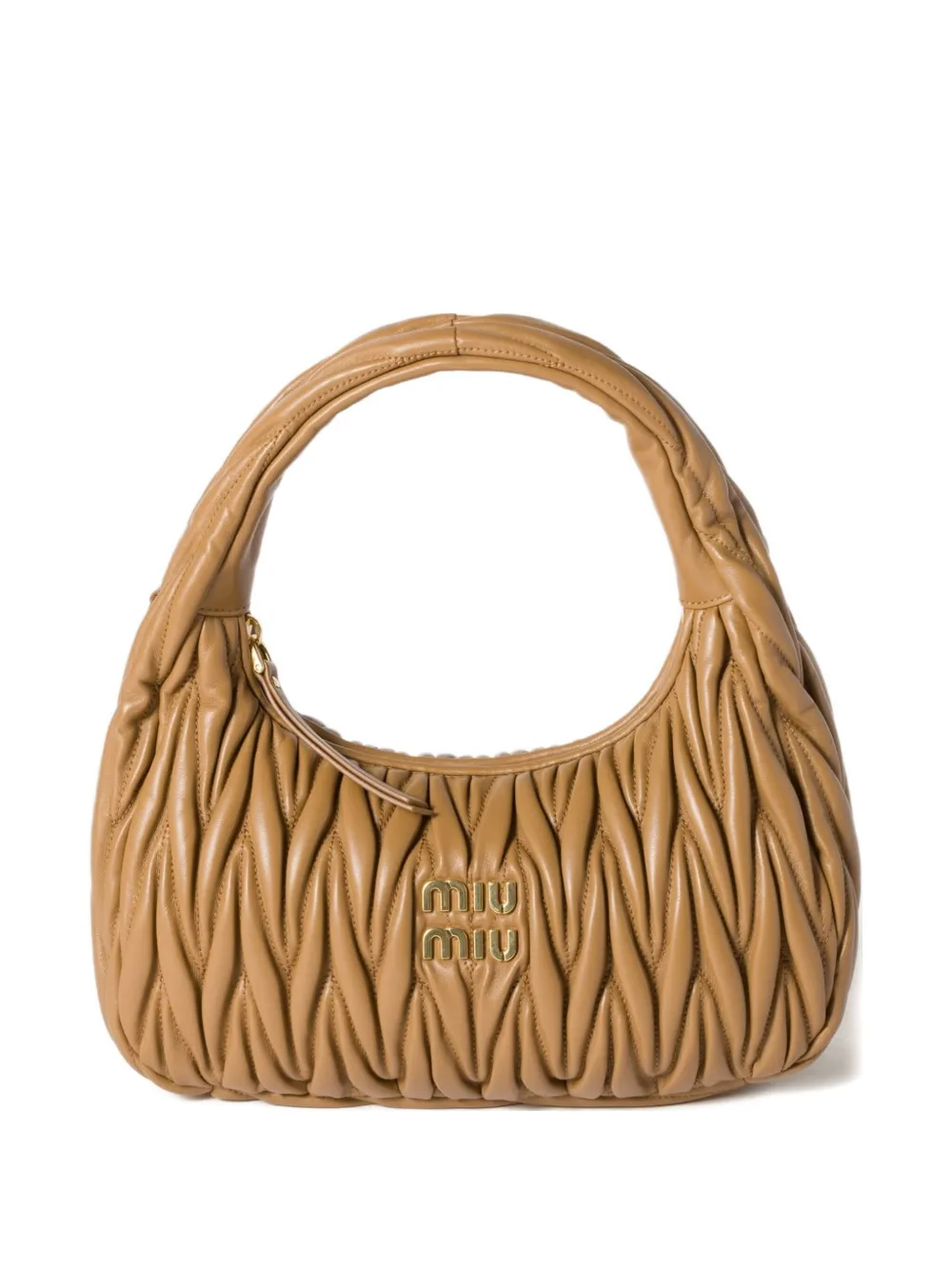 Miu Wander matelassé shoulder bag Bruin