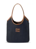 Miu Miu Ivy leather-trimmed denim shoulder bag - Blue