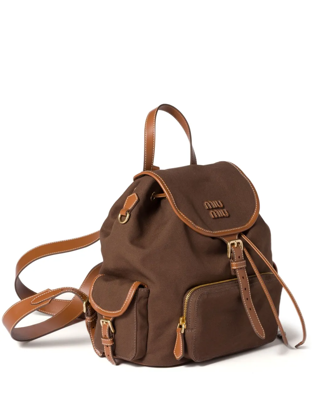 Miu Rugzak met leren afwerking Bruin