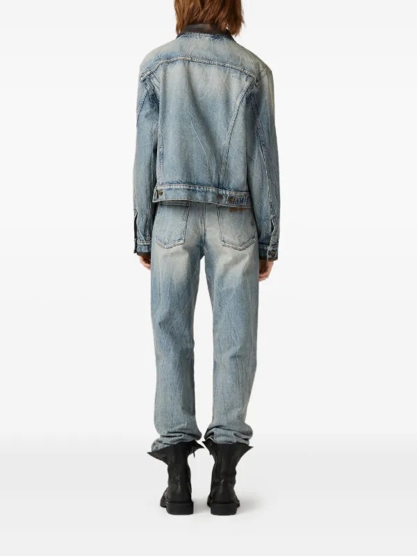00s Miumiu archive leather ＆denim jacket MIU MIU 2001 Belted Aviator Blouson in Heavy Vintage Lamb