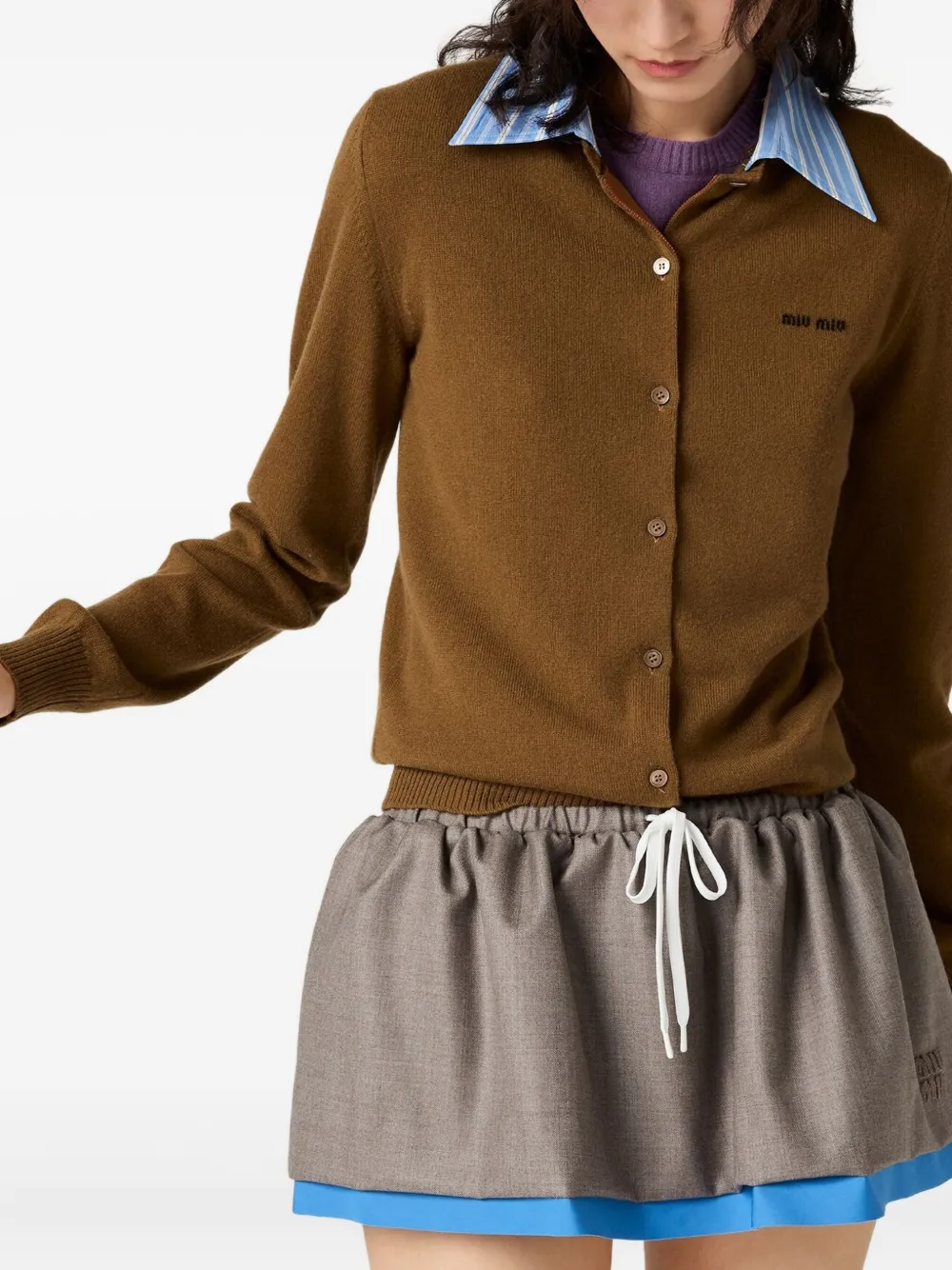 Miu Kasjmier vest met shirtkraag Bruin