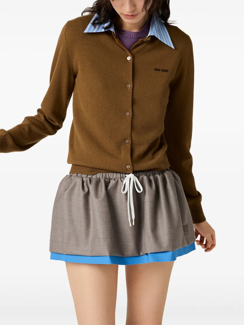 Miu Kasjmier vest met shirtkraag Bruin