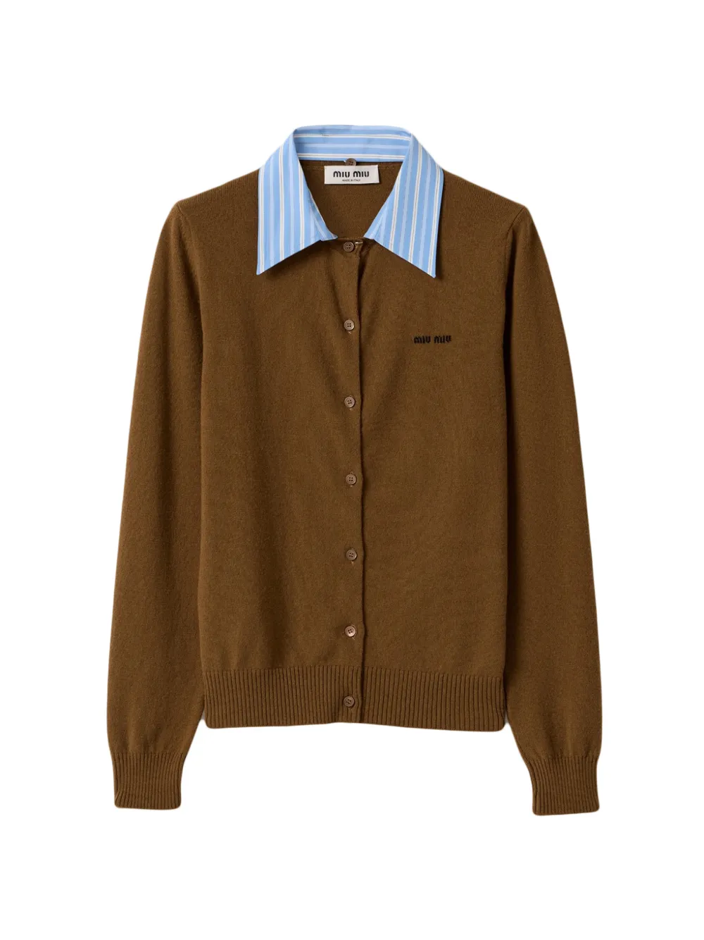 Miu Miu Cardigan aus Kaschmir mit Hemdkragen - Braun