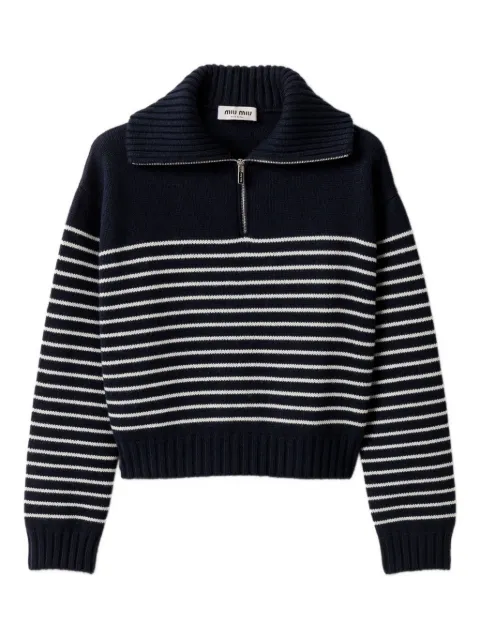 Miu Miu ribbed-collar striped sweater