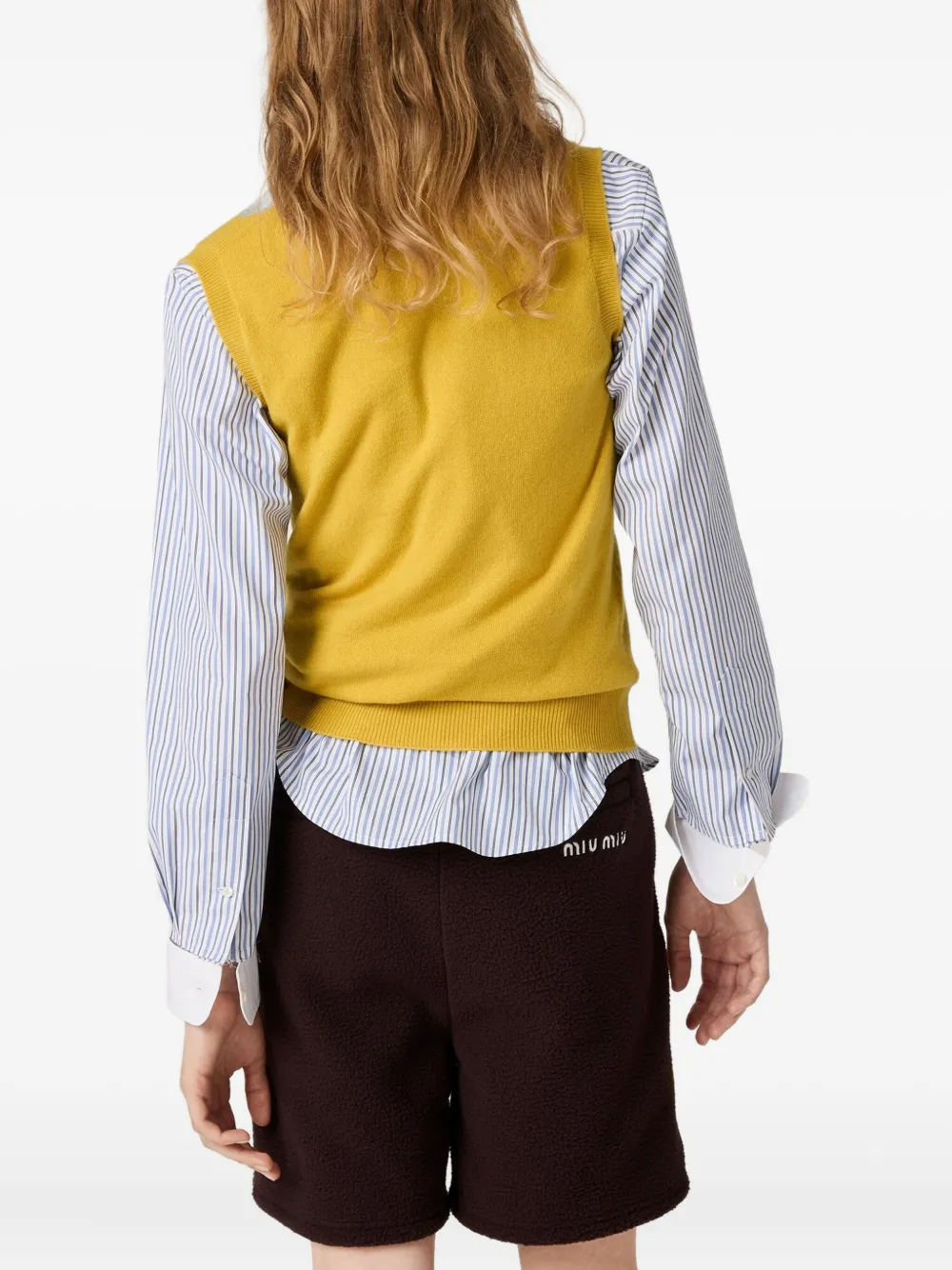 Miu Kasjmier spencer met argyle intarsia Geel