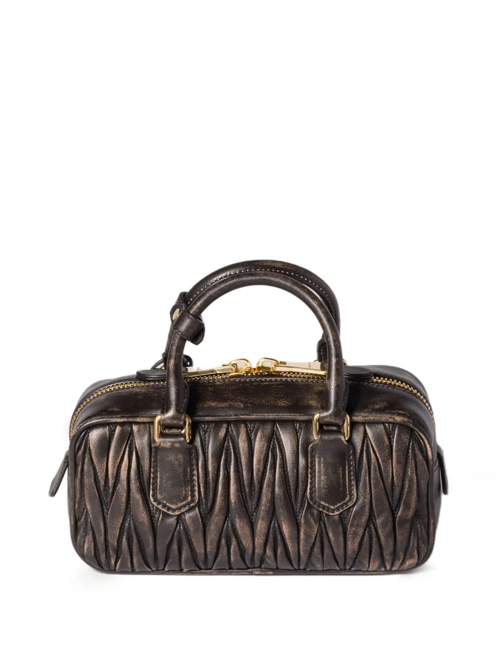 Miu Miu Arcadie Matelassé Leather Tote Bag In Brown