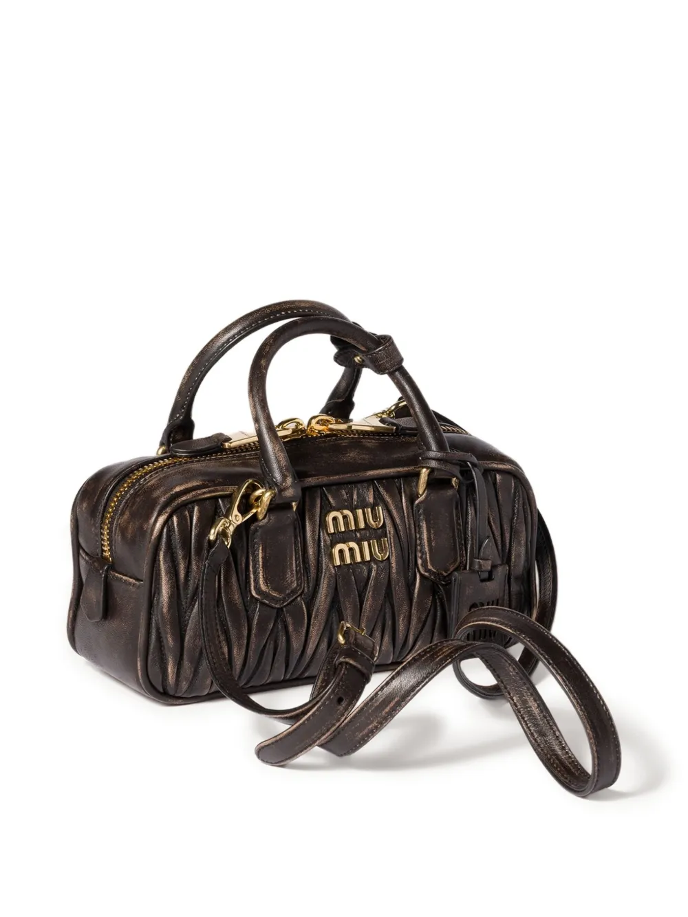Miu Miu Arcadie Matelassé Leather Tote Bag In Brown