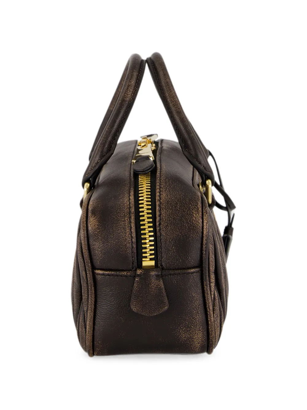 Miu Arcadie matelassé leren crossbodytas Bruin