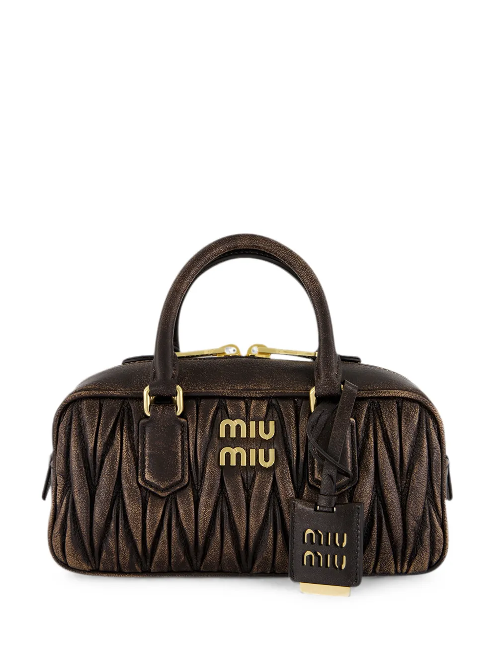 Miu Arcadie matelassé leren crossbodytas Bruin