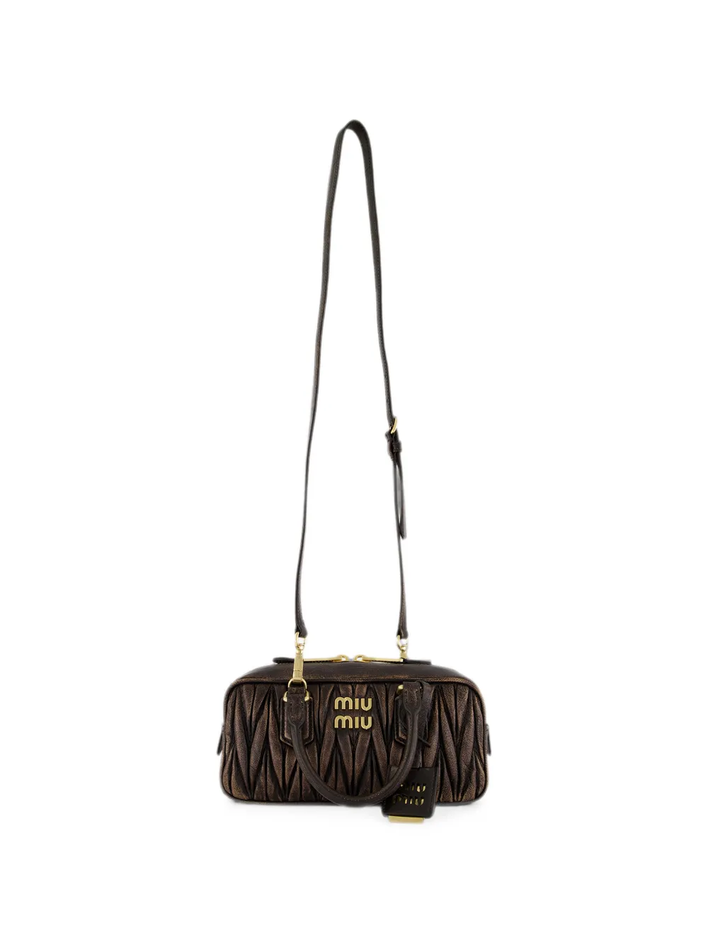 Miu Arcadie matelassé leren crossbodytas Bruin