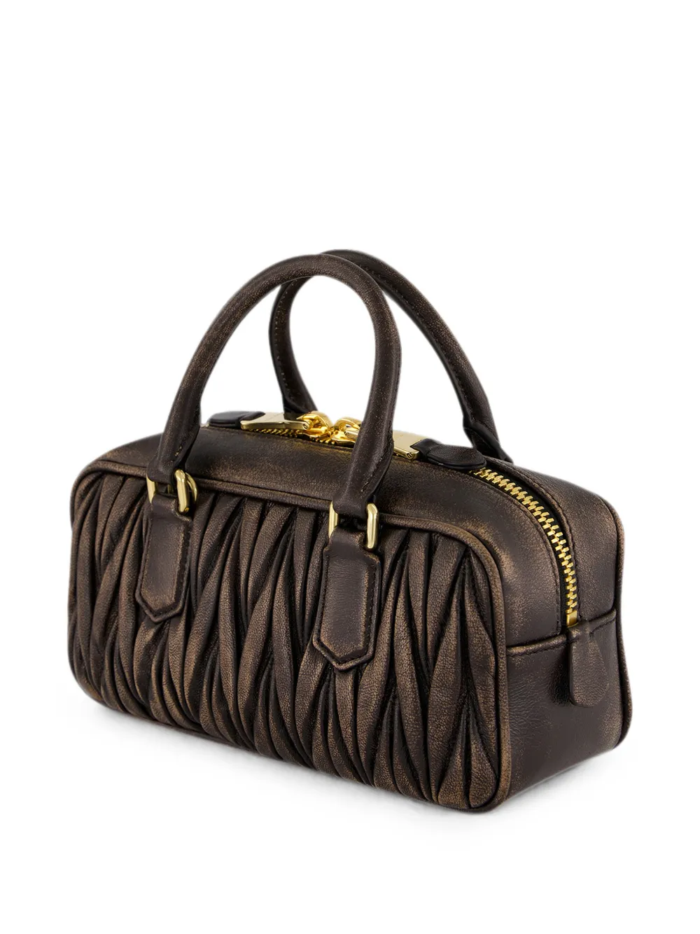Miu Arcadie matelassé leren crossbodytas Bruin