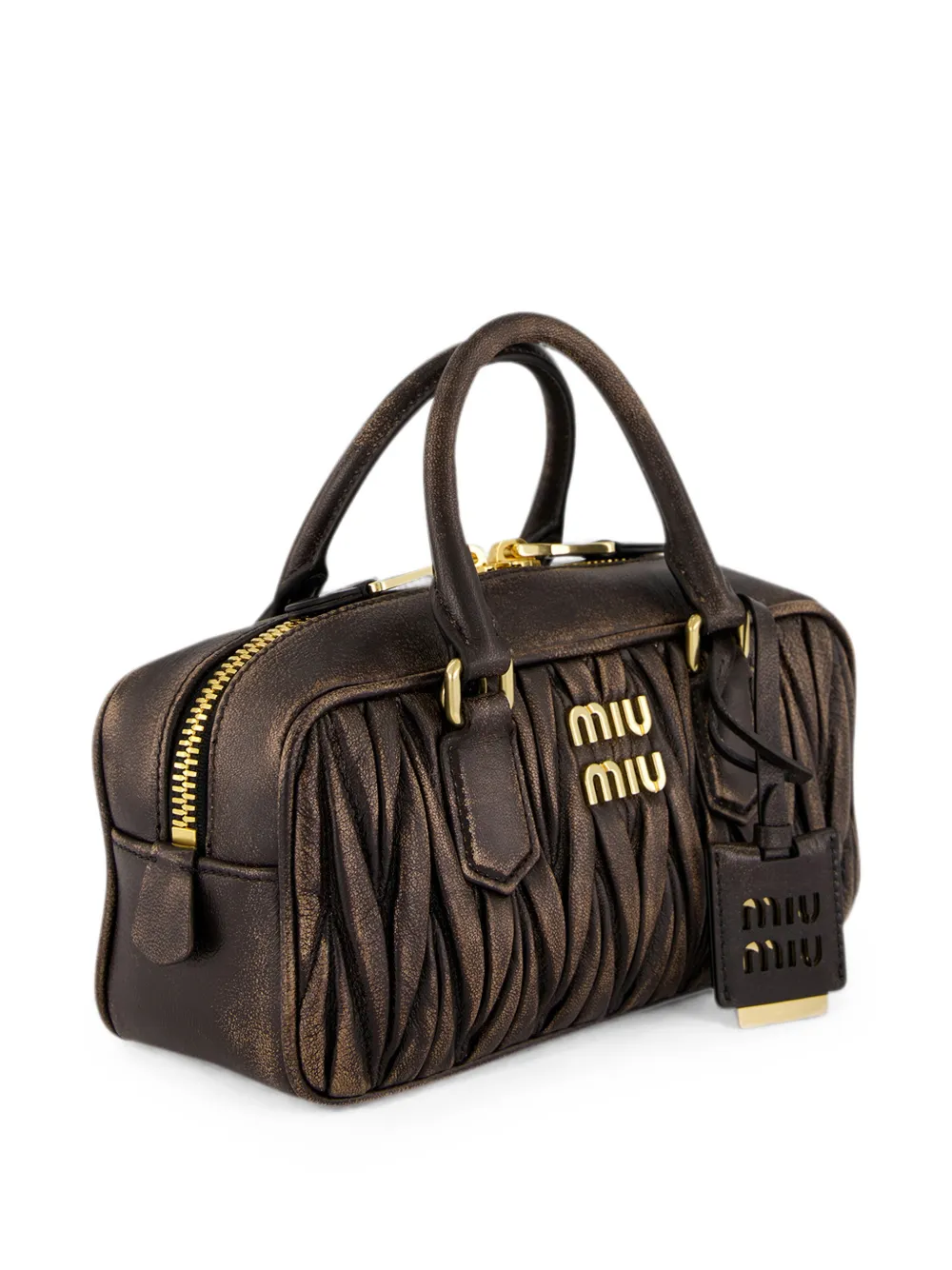 Miu Arcadie matelassé leren crossbodytas Bruin
