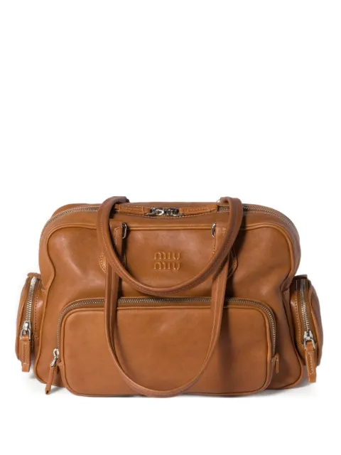 Miu Miu Pocket leather zipped tote bag