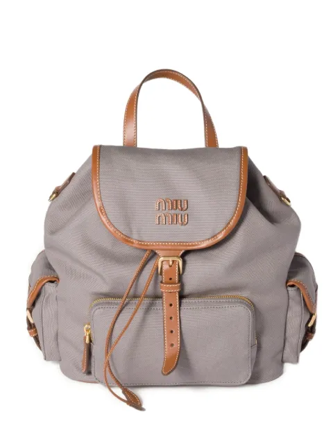 Miu Miu leather-trimmed flap backpack