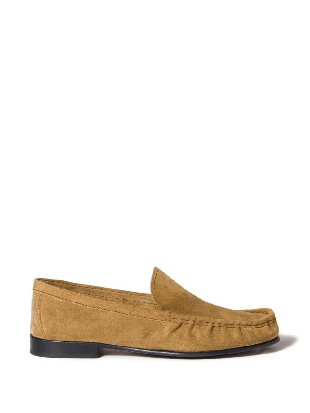 Miu embossed-logo suede loafers Green