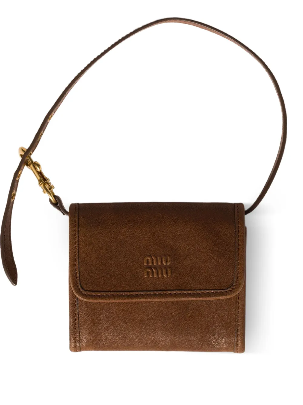 Miu Miu Logo-embossed Leather Wallet In Brown