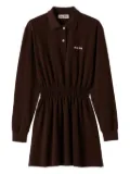 Miu Miu logo-embroidered piqué dress - Brown