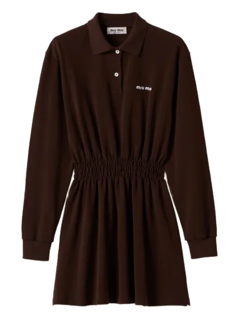 Miu Miu logo-embroidered piqué dress