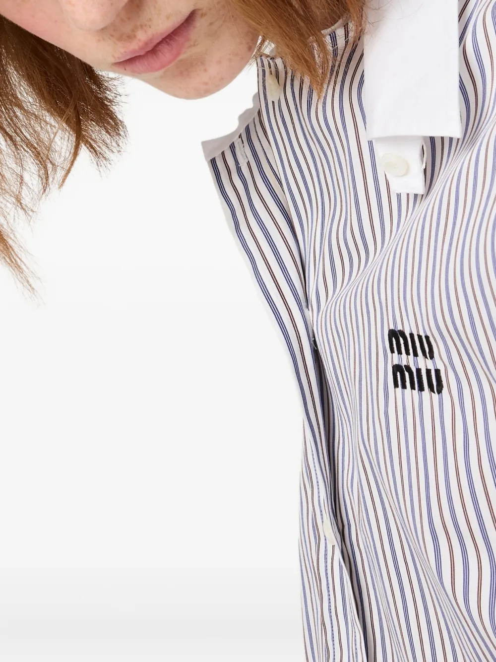 Miu striped embroidered shirt Wit