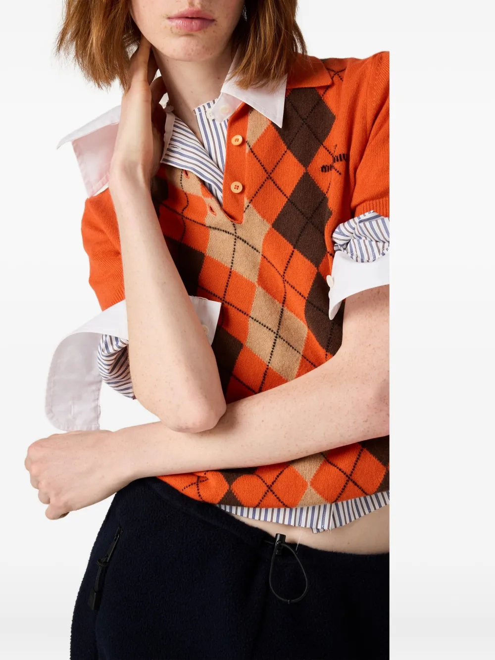 Miu striped embroidered shirt Wit