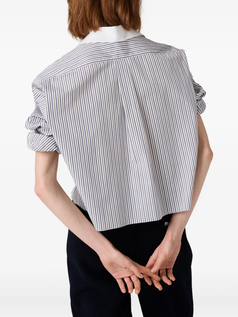 Miu striped embroidered shirt Wit
