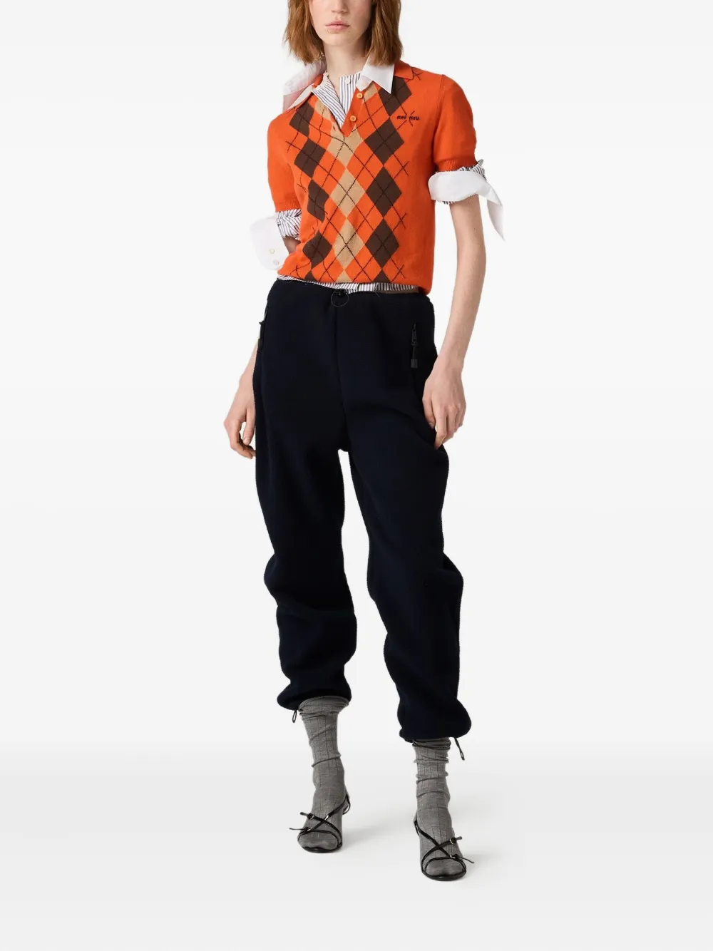 Miu striped embroidered shirt Wit