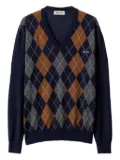 Miu Miu argyle V-neck wool sweater - Blue