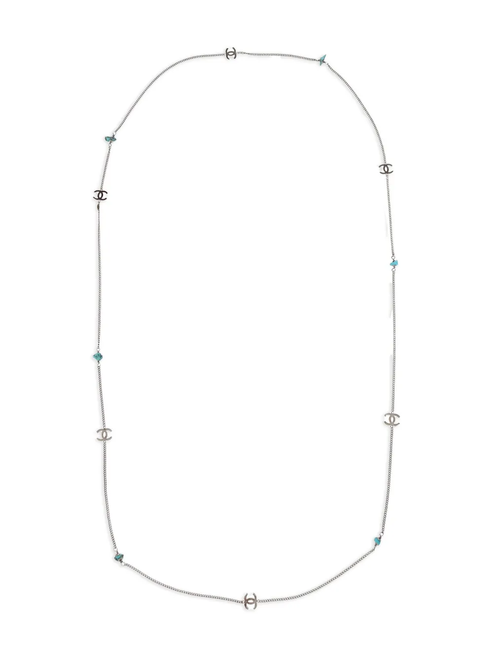 CHANEL Pre-Owned Collana a catena con placca logo 1997 - Argento